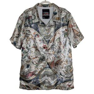 Copper Rivet Astrology Signs Shirt Mens Size Medium Green Satin Mesh Lined